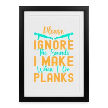 Les fanatiques de fitness ignorent les sons et font des planches - Affiche encadrée (27 × 37 cm) - noir - Devant