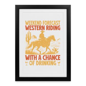 Western Rider Forecast Western Riding Cowboy - Framed poster (27 × 37 cm) - black - Front