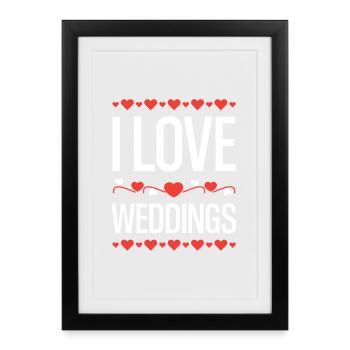 I Love Weddings Hearts - Framed poster (27 × 37 cm) - black - Front