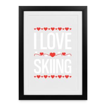 I Love Skiing Heart Design - Framed poster (27 × 37 cm) - black - Front