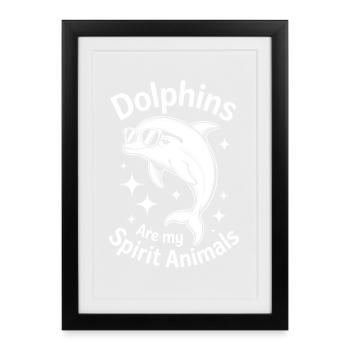 dauphin disant dauphins drôle dauphin cadeau - Affiche encadrée (27 × 37 cm) - noir - Devant