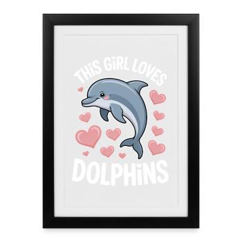 dauphin disant fille drôle dauphin cadeau - Affiche encadrée (27 × 37 cm) - noir - Devant