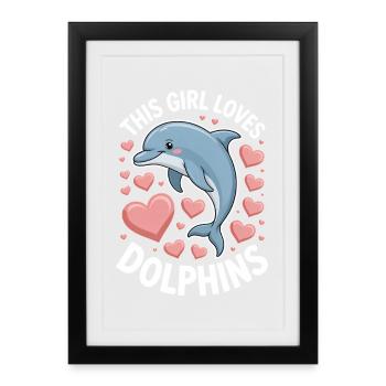 dauphin disant fille drôle dauphin cadeau - Affiche encadrée (27 × 37 cm) - noir - Devant