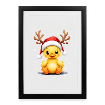 Renne était épuisé Canard de Noël drôle - Affiche encadrée (27 × 37 cm) - noir - Devant