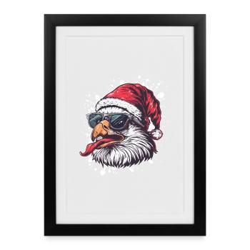 Aigle Noël Drôle - Affiche encadrée (27 × 37 cm) - noir - Devant