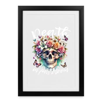 Fleurs Crâne Beauté Floraison - Affiche encadrée (27 × 37 cm) - noir - Devant