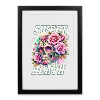 Fleurs Crâne Beauté Floraison - Affiche encadrée (27 × 37 cm) - noir - Devant