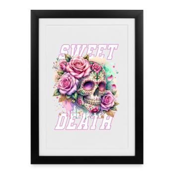 Fleurs Crâne Beauté Floraison - Affiche encadrée (27 × 37 cm) - noir - Devant