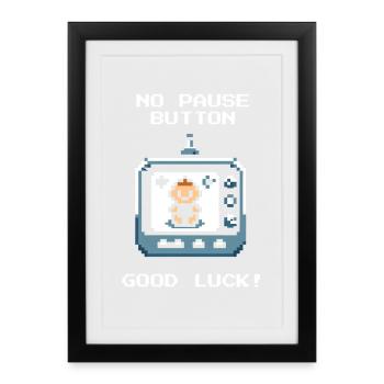 No pause button | Parents in continuous mode - Framed poster (27 × 37 cm) - black - Front