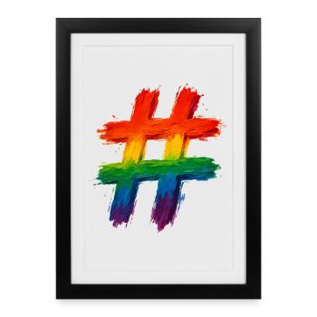 Colorful hashtag painted in rainbow colors - Framed poster (27 × 37 cm) - black - Front