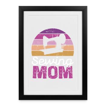 Couture Maman Cercle Rétro - Affiche encadrée (27 × 37 cm) - noir - Devant