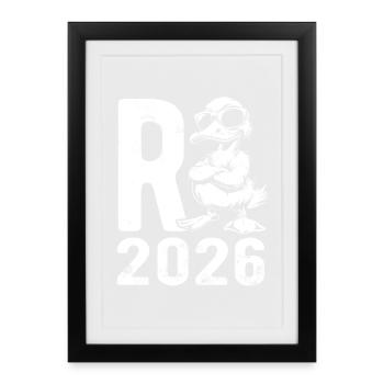 Cartoon Pension 2026 - Retirement - Pension - Framed poster (27 × 37 cm) - black - Front