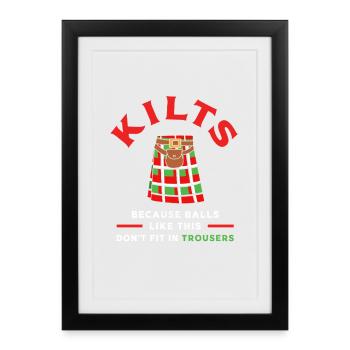 Schottenrock Schottland Ecosse Kilt - Affiche encadrée (27 × 37 cm) - noir - Devant