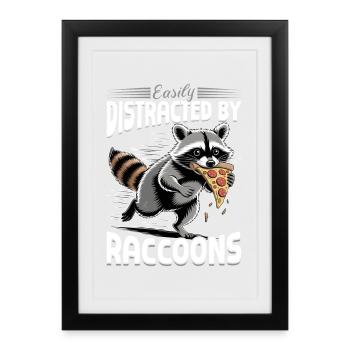 Funny Raccoon - Framed poster (27 × 37 cm) - black - Front