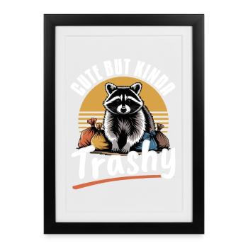 Funny Raccoon - Framed poster (27 × 37 cm) - black - Front