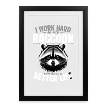 Funny Raccoon - Framed poster (27 × 37 cm) - black - Front