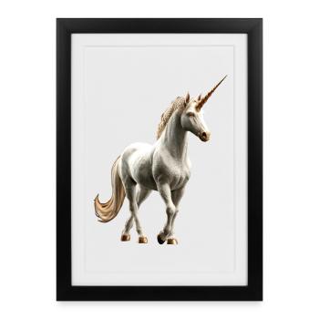 Einhorn Pony Reiterin Pferde Reiten Einhörner - Gerahmtes Poster (27 × 37 cm) - Schwarz - Vorne