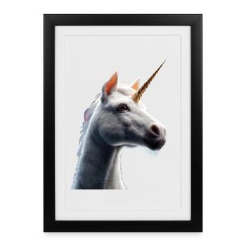 Einhorn Pony Reiterin Pferde Reiten Einhörner - Gerahmtes Poster (27 × 37 cm) - Schwarz - Vorne