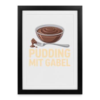 Pudding with fork - Framed poster (27 × 37 cm) - black - Front