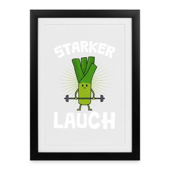 Haltérophile STRONG LEEK Drôle - Affiche encadrée (27 × 37 cm) - noir - Devant