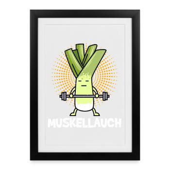 Weightlifter MUSCLE LEEK Gym Funny - Framed poster (27 × 37 cm) - black - Front