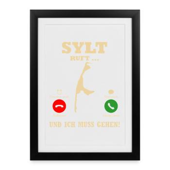 Vacances à la mer du Nord QUAND SYLT APPELLE DRÔLE - Affiche encadrée (27 × 37 cm) - noir - Devant