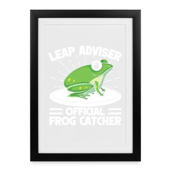 Frog Catcher Leap Adviser Frog - Framed poster (27 × 37 cm) - black - Front