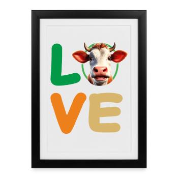 TÊTE DE VACHE D’AMOUR - Affiche encadrée (27 × 37 cm) - noir - Devant