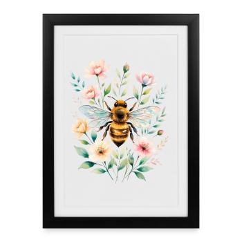 Bee in a flower frame - Framed poster (27 × 37 cm) - black - Front