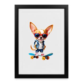 Chihuahua Skate Chic - Framed poster (27 × 37 cm) - black - Front