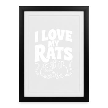Ich liebe meine Ratten - Gerahmtes Poster (27 × 37 cm) - Schwarz - Vorne