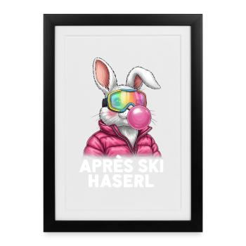 Après-ski lapin Pink Bubble Gum - Affiche encadrée (27 × 37 cm) - noir - Devant