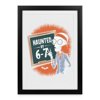 Spuk-Skelett-Design mit Kreidetafel und Fledermäusen - Gerahmtes Poster (27 × 37 cm) - Schwarz - Vorne