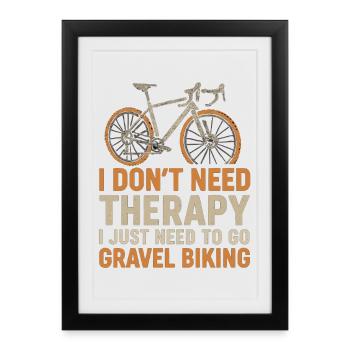Chemise de vélo Gravel – pas de thérapie, juste du vélo - Affiche encadrée (27 × 37 cm) - noir - Devant