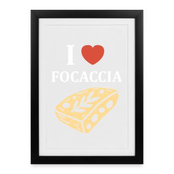 J aime focaccia fromage - Affiche encadrée (27 × 37 cm) - noir - Devant