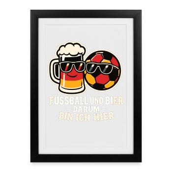 Fußball und Bier - Gerahmtes Poster (27 × 37 cm) - Schwarz - Vorne