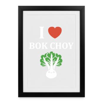 I love Bok Choy T-Shirt Grün - Gerahmtes Poster (27 × 37 cm) - Schwarz - Vorne
