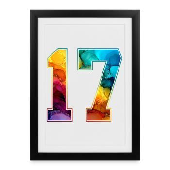 NON. 17 NUMÉRO 17 COLLÈGE 17E ANNIVERSAIRE - Affiche encadrée (27 × 37 cm) - noir - Devant