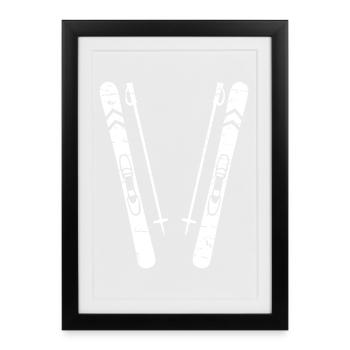 Après Ski Party Crew Ski Neige Ski Rétro - Affiche encadrée (27 × 37 cm) - noir - Devant