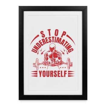 Fitness Motivation Bodybuilder Sous-estimer - Affiche encadrée (27 × 37 cm) - noir - Devant