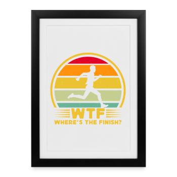 Course à pied Où est le marathonien d’arrivée - Affiche encadrée (27 × 37 cm) - noir - Devant