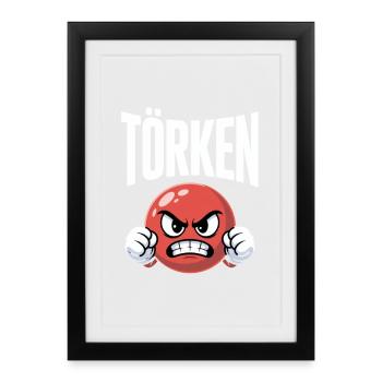 Drôle Dire Törken Dessin animé Drôle Dinde Mème - Affiche encadrée (27 × 37 cm) - noir - Devant