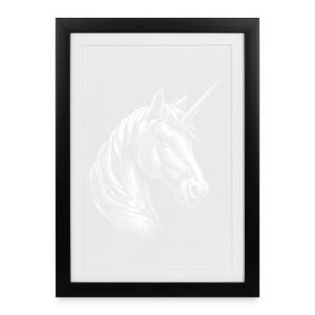 Einhorn Pony Reiterin Pferde Reiten Einhörner - Gerahmtes Poster (27 × 37 cm) - Schwarz - Vorne