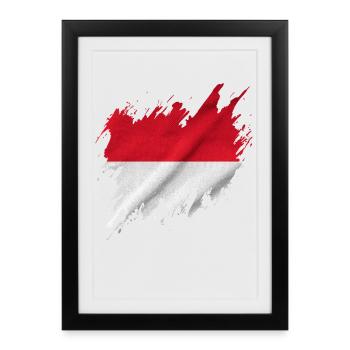 Drapeau indonésien, style déchiré - Affiche encadrée (27 × 37 cm) - noir - Devant