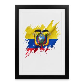 Flag of Ecuador, torn style - Framed poster (27 × 37 cm) - black - Front