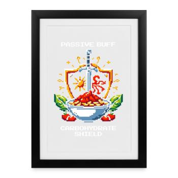 Carbohydrate Shield | Gamer Humor - Framed poster (27 × 37 cm) - black - Front