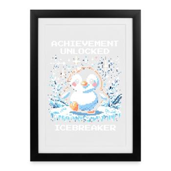 Réalisation du brise-glace | Penguin Gamer Humour - Affiche encadrée (27 × 37 cm) - noir - Devant