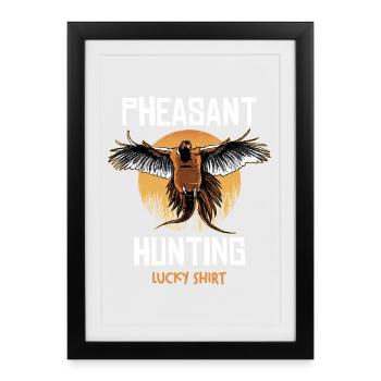 Chasse au faisan Lever du soleil - Affiche encadrée (27 × 37 cm) - noir - Devant