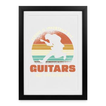 Guitars Are Importanter Retro - Framed poster (27 × 37 cm) - black - Front