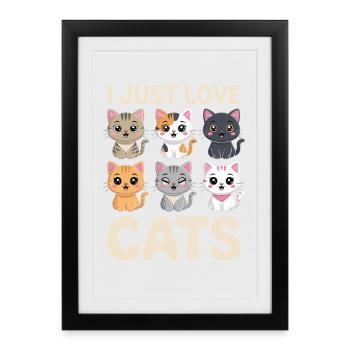 I Just Love Dogs Cute Dog Illustration - Framed poster (27 × 37 cm) - black - Front